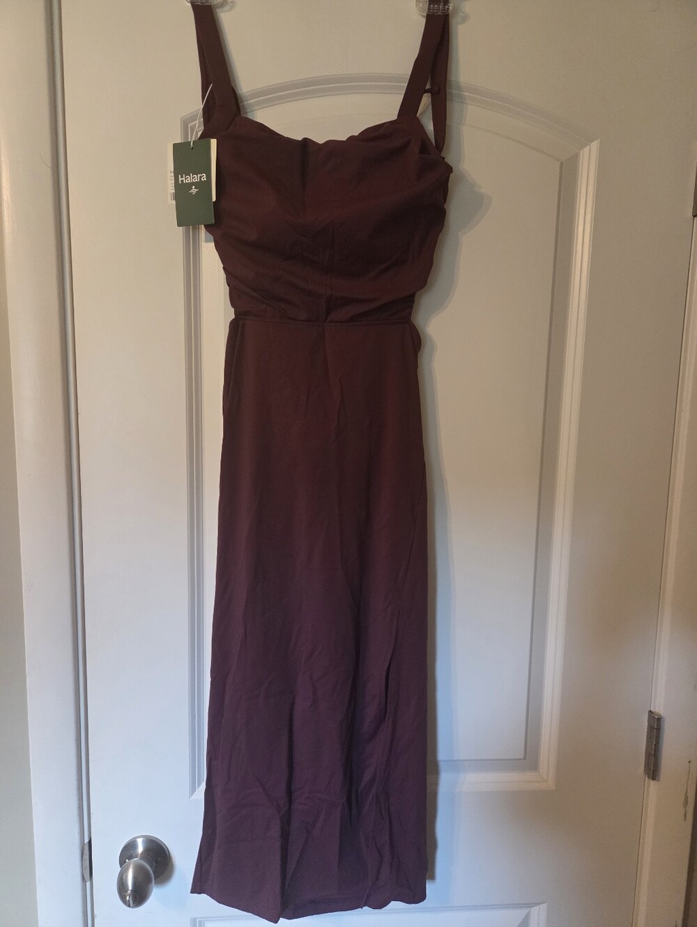 Halara Ruched Lace Up Bodycon Midi Casual Dress - Picture 4 of 8